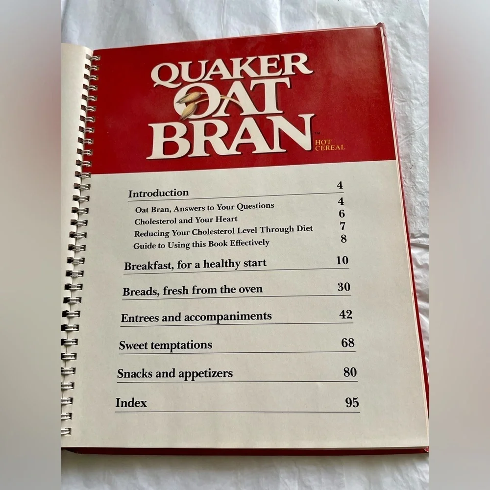 Quaker Oat Bran Cookbook 1989 Vintage Reduce Cholesterol